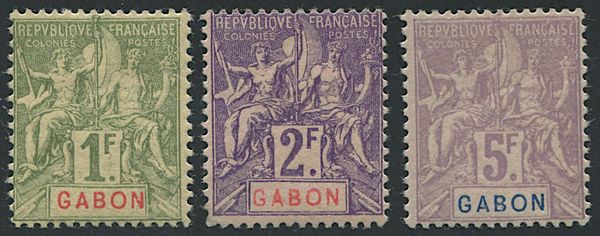 1904/07, Gabon, set of seventeen  - Asta Filatelia - Associazione Nazionale - Case d'Asta italiane