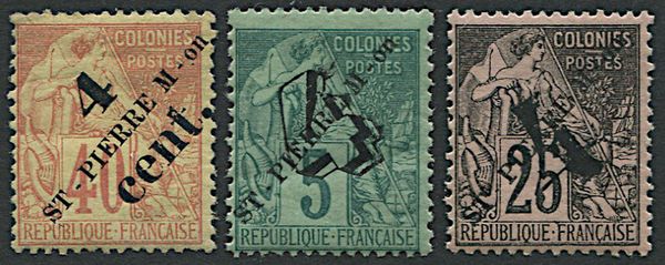1891/92, Sainte Pierre et Miquelon, two set overprinted  - Asta Filatelia - Associazione Nazionale - Case d'Asta italiane