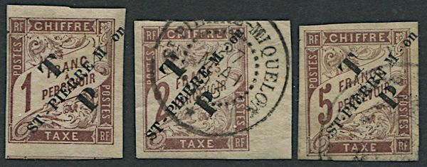 1892, Saint Pierre et Miquelon, postage due overprinted  - Asta Filatelia - Associazione Nazionale - Case d'Asta italiane