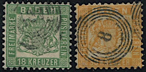 1862/65, Baden, �fondo bianco�  - Asta Filatelia - Associazione Nazionale - Case d'Asta italiane