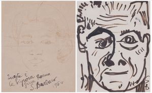 SAVERIO BARBARO - Ritratto di Gina Roma 1954 - Ritratto d'uomo