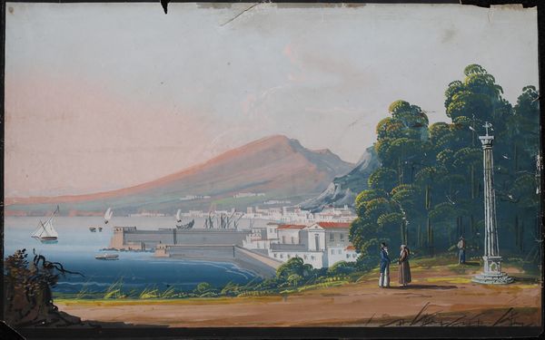 Pittore del XIX/XX secolo : Veduta del golfo di Napoli  - Asta Antiquariato - Associazione Nazionale - Case d'Asta italiane