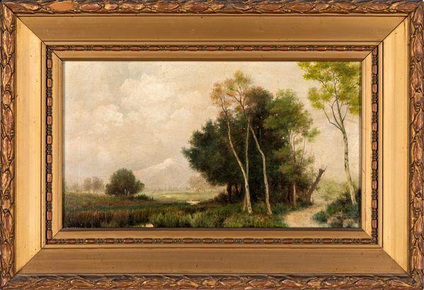 Guido Petrini : Paesaggio con alberi (da Lojacono)  - Asta Antiquariato - Associazione Nazionale - Case d'Asta italiane