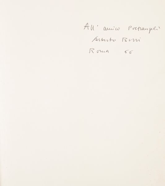 Cesare Brandi - Burri (Con dedica del Maestro Burri datata Roma 66)  - Asta Asta A Tempo - Libri d'arte, D'artista e Manifesti - Associazione Nazionale - Case d'Asta italiane