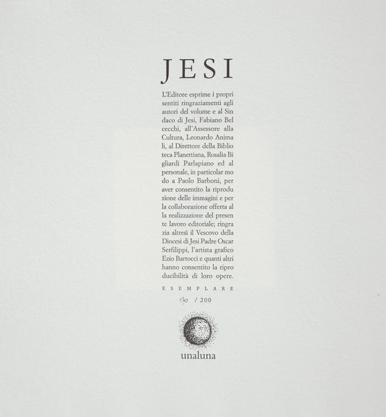 Alessandro Sartori - Jesi. Con incisioni di Carlo Cecchi, Luigi Pennacchietti, Mario Sasso e Luigi Teodosi  - Asta Asta A Tempo - Libri d'arte, D'artista e Manifesti - Associazione Nazionale - Case d'Asta italiane