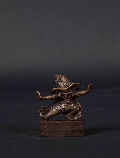 Figura di Ekavira in bronzo, Tibet, XV-XVI secolo  - Asta The Art of Himalayan and Chinese Bronze - Associazione Nazionale - Case d'Asta italiane