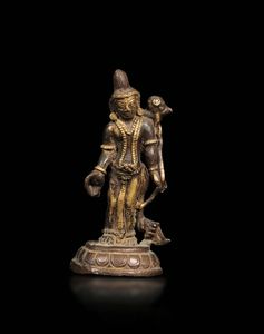 Figura di Avalokitesvara in bronzo dorato, Nepal/Tibet, XIV-XV secolo  - Asta The Art of Himalayan and Chinese Bronze - Associazione Nazionale - Case d'Asta italiane