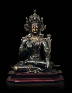 Figura di Shiva seduta in bronzo, Nepal, XIV/XV secolo  - Asta The Art of Himalayan and Chinese Bronze - Associazione Nazionale - Case d'Asta italiane