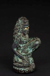 Figura di divinit in bronzo con occhi in oro, India del Nord, periodo Pala (XI-XII secolo)  - Asta The Art of Himalayan and Chinese Bronze - Associazione Nazionale - Case d'Asta italiane
