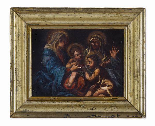 Scuola del XVII secolo Madonna con Bambino, Sant'Anna e San Giovannino  - Asta Dipinti Antichi - Associazione Nazionale - Case d'Asta italiane