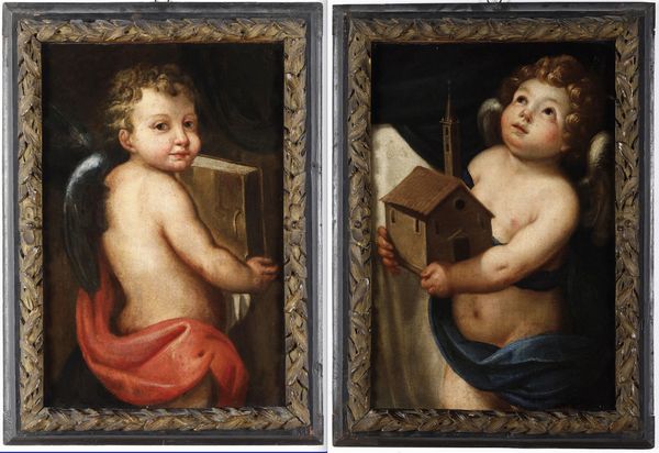 Scuola italiana del XVII secolo Due angeli  - Asta Dipinti Antichi - Associazione Nazionale - Case d'Asta italiane