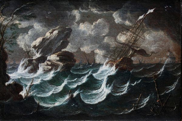 Giovanni Grevenbroeck detto il Solfarolo : Burrasca e Chiaro di luna  - Asta Dipinti Antichi - Associazione Nazionale - Case d'Asta italiane