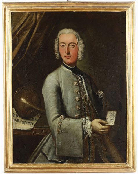 Scuola del XVIII secolo Ritratto di gentiluomo con lettera  - Asta Dipinti Antichi - Associazione Nazionale - Case d'Asta italiane