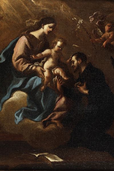 Scuola genovese del XVIII secolo Madonna con Bambino e S. Antonio da Padova  - Asta Dipinti Antichi - Associazione Nazionale - Case d'Asta italiane