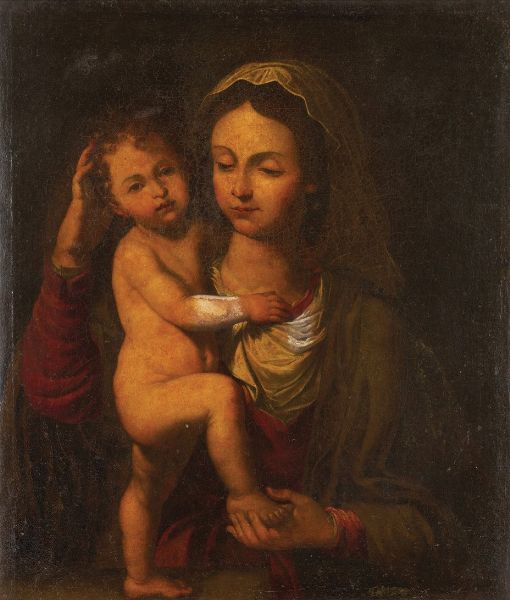 Scuola del XVII secolo Madonna con Bambino  - Asta Dipinti Antichi - Associazione Nazionale - Case d'Asta italiane
