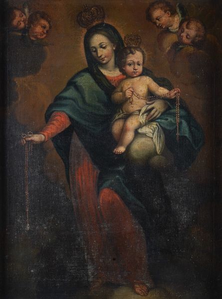 Scuola del XVIII secolo Madonna del rosario  - Asta Dipinti Antichi - Associazione Nazionale - Case d'Asta italiane