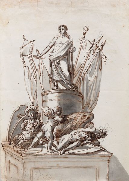 Giuseppe Bossi, alla maniera di : Studio per monumento  - Asta Dipinti Antichi - Associazione Nazionale - Case d'Asta italiane
