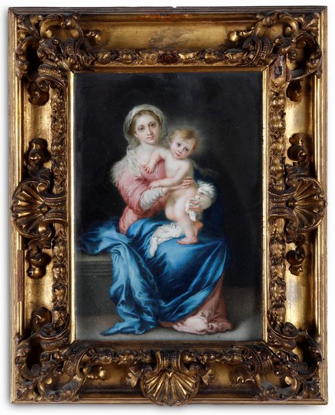 Bartolomé Esteban Murillo, copia da : Madonna con Bambino  - Asta Dipinti Antichi - Associazione Nazionale - Case d'Asta italiane
