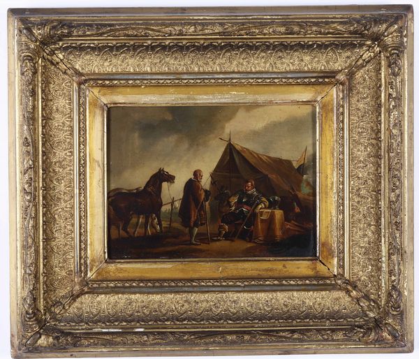Scuola olandese della fine del XVIII secolo Accampamento militare  - Asta Dipinti Antichi - Associazione Nazionale - Case d'Asta italiane