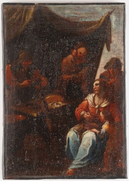 Scuola del XVII secolo Scena di genere  - Asta Dipinti Antichi - Associazione Nazionale - Case d'Asta italiane