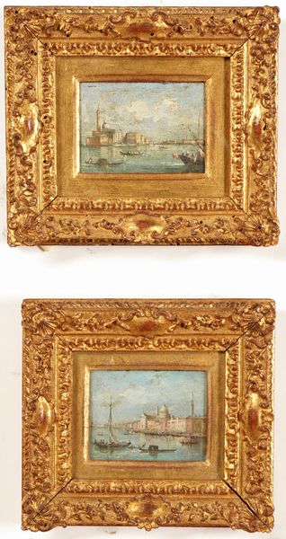 Giacomo Guardi, nei modi di : Vedute di Venezia  - Asta Dipinti Antichi - Associazione Nazionale - Case d'Asta italiane
