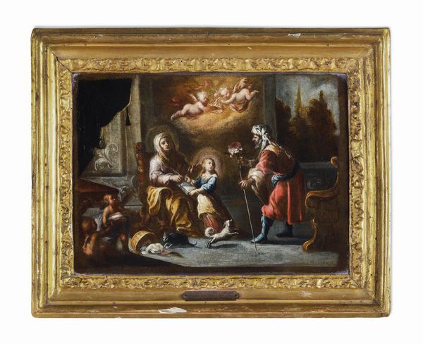 Giovanni Battista Carlone : L'educazione della Vergine  - Asta Dipinti Antichi - Associazione Nazionale - Case d'Asta italiane