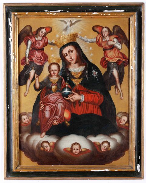Scuola del Sud America del XIX secolo Madonna con Bambino e angeli  - Asta Dipinti Antichi - Associazione Nazionale - Case d'Asta italiane