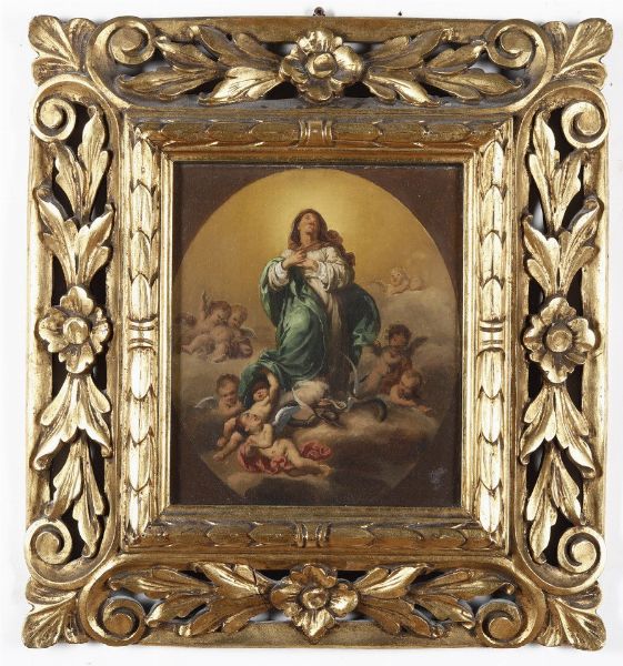Scuola del XIX secolo Immacolata Concezione  - Asta Dipinti Antichi - Associazione Nazionale - Case d'Asta italiane