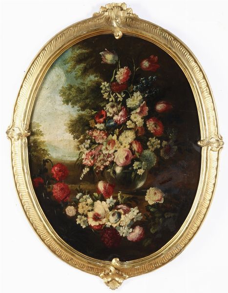 Scuola del XIX secolo Natura morta con vaso di fiore  - Asta Dipinti Antichi - Associazione Nazionale - Case d'Asta italiane