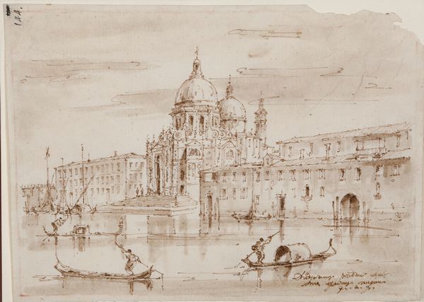 Giuseppe Latini detto Maestro del Ricciolo : Veduta del Canal Grande con la chiesa della Salute  - Asta Dipinti Antichi - Associazione Nazionale - Case d'Asta italiane