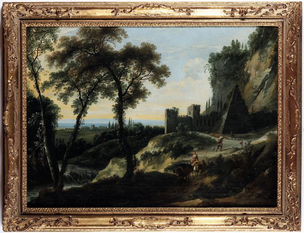 Nicolas-Didier Boguet, Attribuito a : Paesaggio con contadini e rovine  - Asta Dipinti Antichi - Associazione Nazionale - Case d'Asta italiane