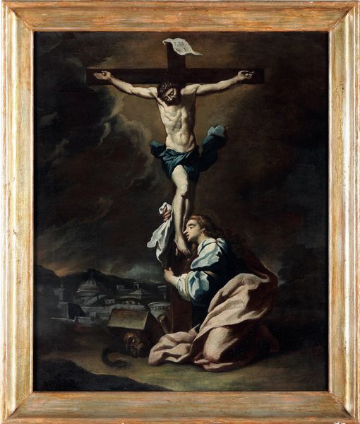 Scuola del XVIII secolo Maddalena ai piedi della croce  - Asta Dipinti Antichi - Associazione Nazionale - Case d'Asta italiane