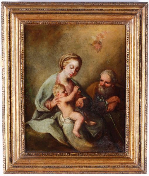 Scuola veneta del XVIII secolo Sacra Famiglia  - Asta Dipinti Antichi - Associazione Nazionale - Case d'Asta italiane