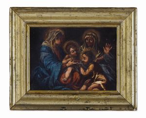 Scuola del XVII secolo Madonna con Bambino, Sant'Anna e San Giovannino  - Asta Dipinti Antichi - Associazione Nazionale - Case d'Asta italiane