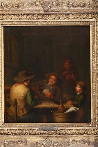 Scuola olandese della fine del XVIII secolo Interno di osteria con giocatori di carte  - Asta Dipinti Antichi - Associazione Nazionale - Case d'Asta italiane