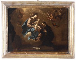 Scuola genovese del XVIII secolo Madonna con Bambino e S. Antonio da Padova  - Asta Dipinti Antichi - Associazione Nazionale - Case d'Asta italiane