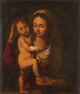 Scuola del XVII secolo Madonna con Bambino  - Asta Dipinti Antichi - Associazione Nazionale - Case d'Asta italiane