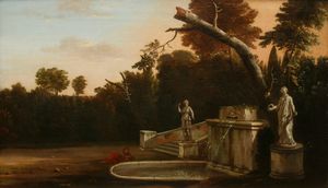 Jan Blom : Giardino con fontana  - Asta Dipinti Antichi - Associazione Nazionale - Case d'Asta italiane