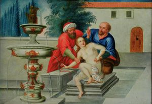 Scuola del XVII secolo Susanna e i vecchioni  - Asta Dipinti Antichi - Associazione Nazionale - Case d'Asta italiane