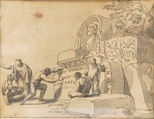 Marco Marcola, Attribuito a - Rovine antiche con figure