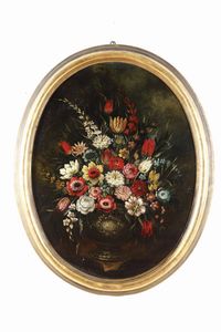 Scuola del XIX secolo Nature morte con vasi di fiori  - Asta Dipinti Antichi - Associazione Nazionale - Case d'Asta italiane