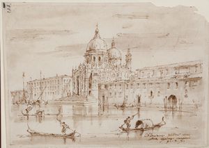 Giuseppe Latini detto Maestro del Ricciolo - Veduta del Canal Grande con la chiesa della Salute