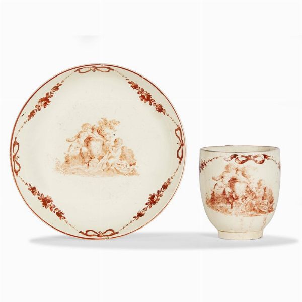 TAZZINA CON PIATTINO, SAVONA, MANIFATTURA JACQUES BOSELLY, SECONDA METÀ SECOLO XVIII  - Asta  TAZZINE DA COLLEZIONE - Associazione Nazionale - Case d'Asta italiane