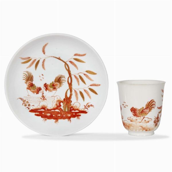 TAZZINA CON PIATTINO, DOCCIA, MANIFATTURA GINORI, 1750-1760  - Asta  TAZZINE DA COLLEZIONE - Associazione Nazionale - Case d'Asta italiane