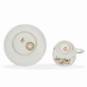 TAZZINA CON PIATTINO, VENEZIA, MANIFATTURA COZZI, 1775 CIRCA  - Asta  TAZZINE DA COLLEZIONE - Associazione Nazionale - Case d'Asta italiane