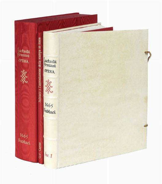 LUCIUS CAECILIUS FIRMIANUS LACTANTIUS : De Divinis Institutionibus adversus gentes. De ira dei. De Opificio hominis.  - Asta Libri, autografi e manoscritti - Associazione Nazionale - Case d'Asta italiane