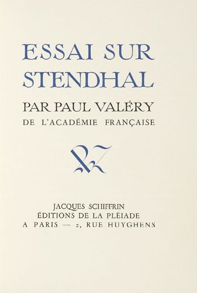 PAUL VALRY : Essai sur Stendhal.  - Asta Libri, autografi e manoscritti - Associazione Nazionale - Case d'Asta italiane