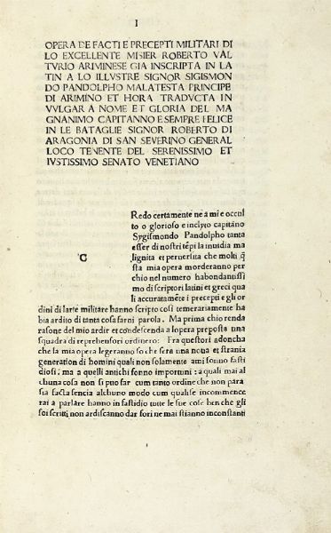 ROBERTO VALTURIO : Opera de facti e precepti militari.  - Asta Libri, autografi e manoscritti - Associazione Nazionale - Case d'Asta italiane
