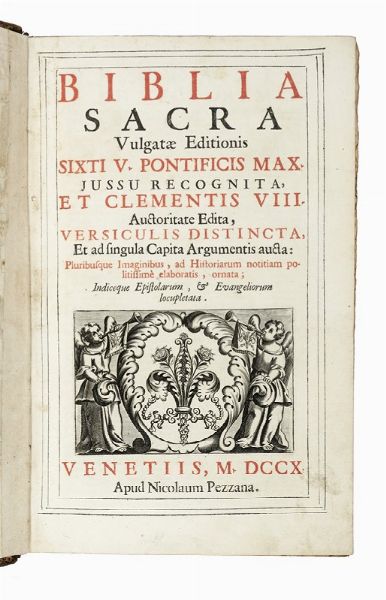 Biblia Sacra Vulgatae Editionis. Sixti V Pontificis Maximi Jussu Recognita...  - Asta Libri, autografi e manoscritti - Associazione Nazionale - Case d'Asta italiane