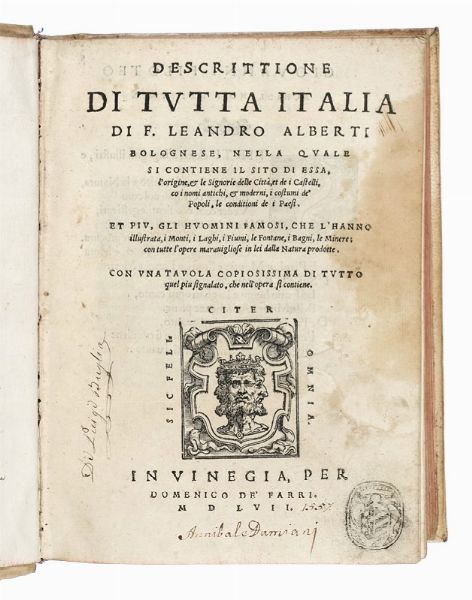 LEANDRO ALBERTI : Descrittione di tutta Italia...  - Asta Libri, autografi e manoscritti - Associazione Nazionale - Case d'Asta italiane